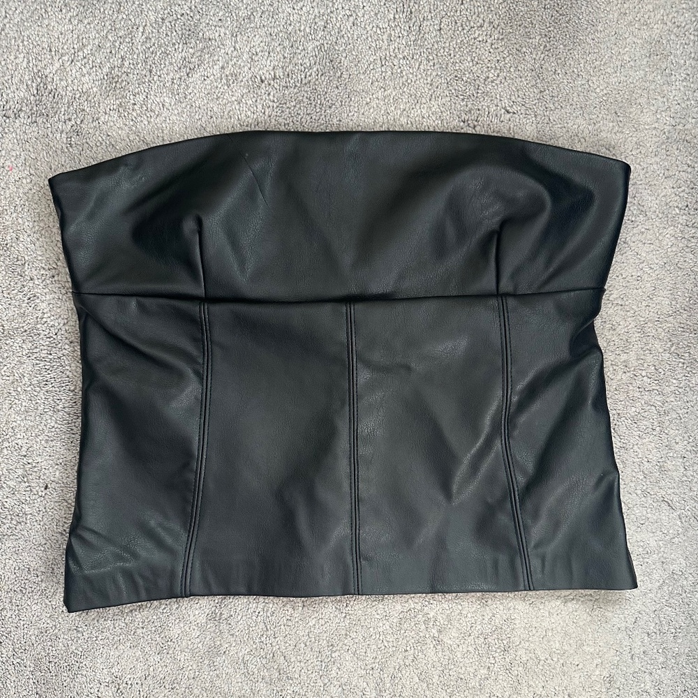 Zara Strapless Faux Leather Top NWT